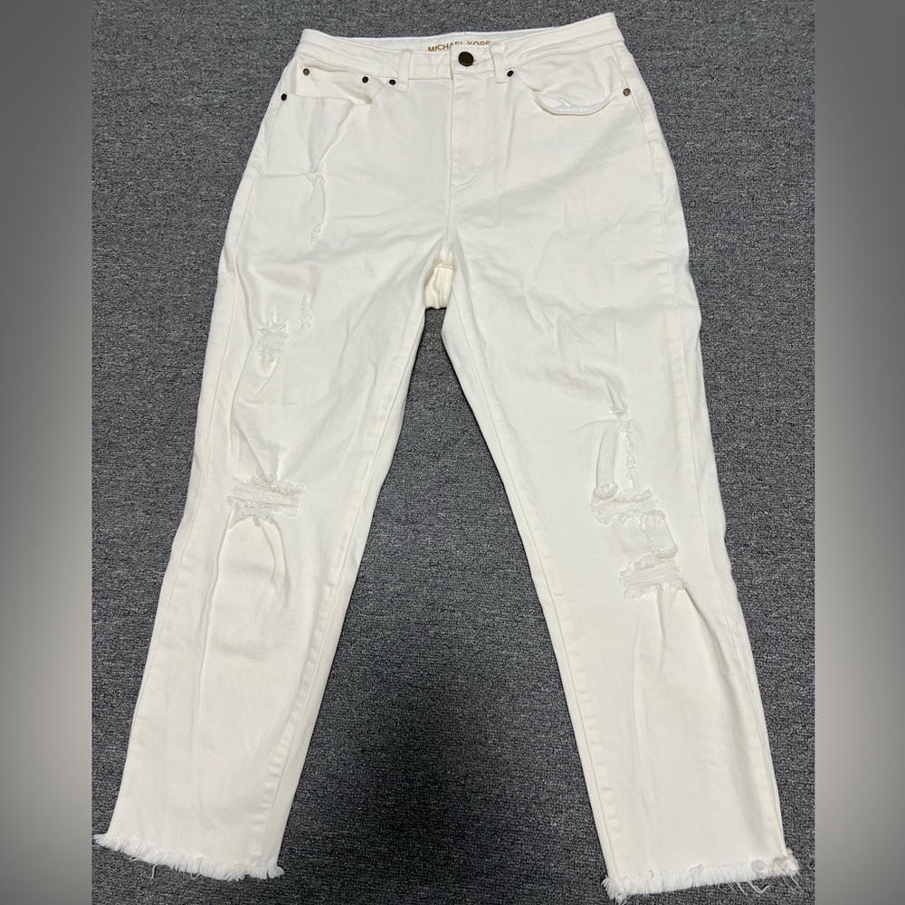 Michael Kors White Distressed Women Jeans